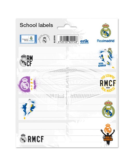 Etiqueta Escolar Real Madrid Grupo Erik Cinzento/Branco-1