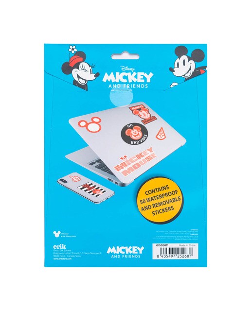 Autocolantes Reutilizáveis Mickey e Minnie 17,3x0,1x23,5 - Azul Azul / Branco-2