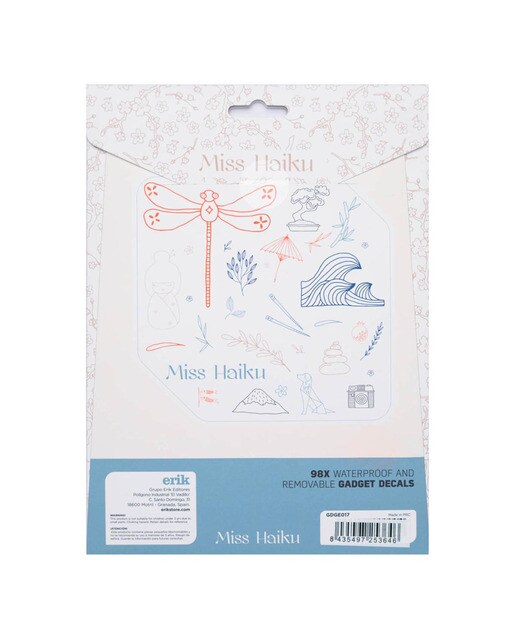 Autocolantes Reutilizáveis Miss Haiku 17,3x0,1x23,5 - Branco Branco / Azul-1