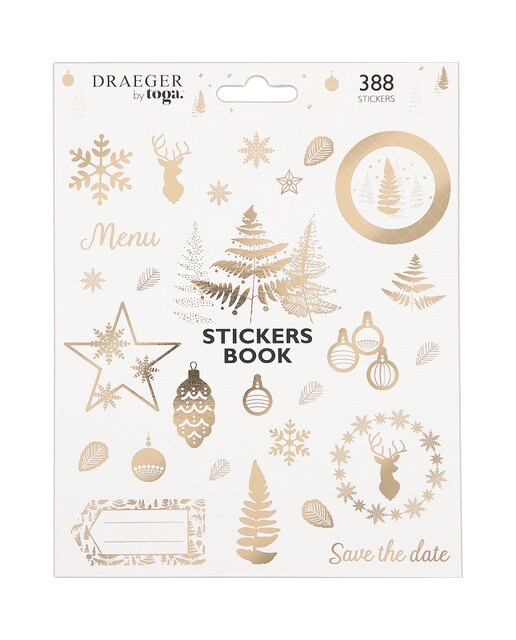 Caderno com 388 Autocolantes Natalícios By Toga - Dourado Dourado / Branco-1