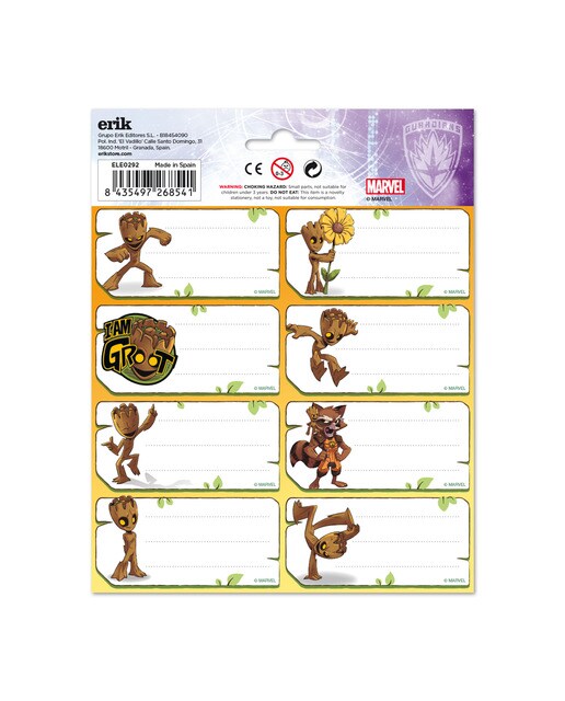 Etiquetas Adesivas Marvel Groot - Branco Branco / Castanho-2