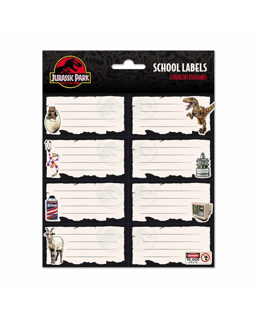 Etiquetas Adesivas Jurassic Park - Bege Bege / Preto-1