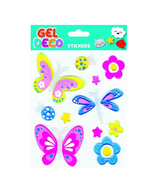Autocolantes de borboletas em gel deco Global Gift amarelo Amarelo / Azul-1