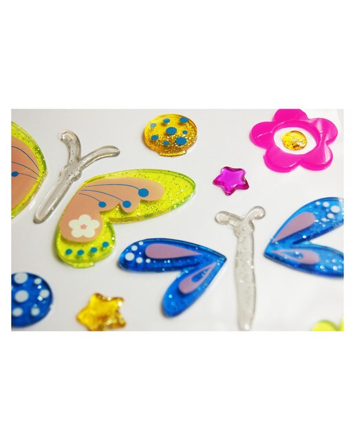 Autocolantes de borboletas em gel deco Global Gift amarelo Amarelo / Azul-2