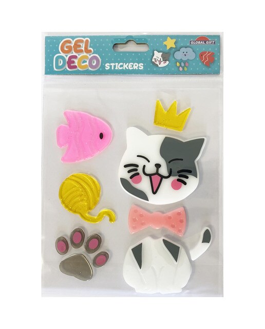 Autocolantes de gel Cat deco gato Presente global amarelo Amarelo / Branco-1
