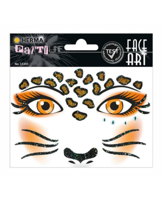 Imagen 0 de Pegatinas face art leopard glittery foil Herma beige