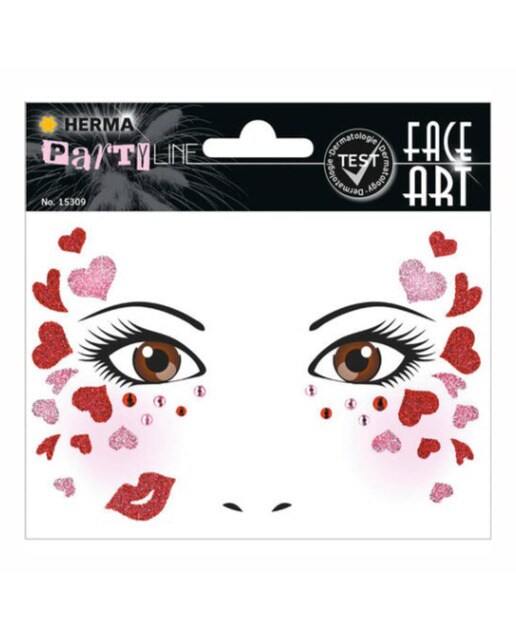 Imagen 0 de Pegatinas face art love glittery foil Herma rojo