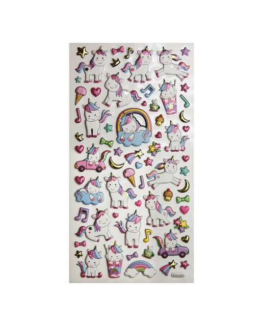 Autocolantes tweeny foamy unicornios glitter Global gift multicolorido Multicolor-3