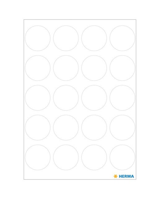 Autocolantes vario redondo cor 19mm Herma branco Branco / Azul-2