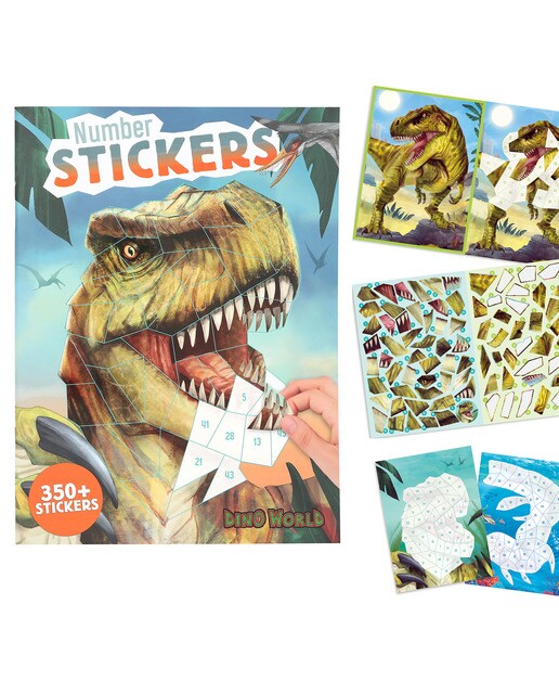 Livro de autocolantes com números Dino World 1