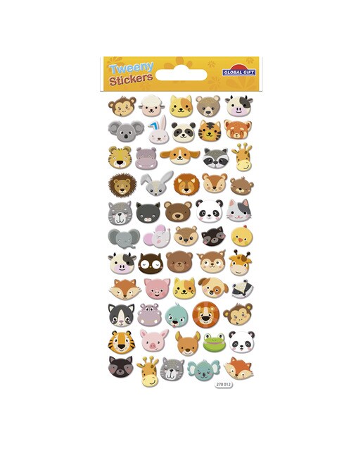 Autocolantes tweeny foamy caras de animais glitter Global Gift multicolor Multicolor-2