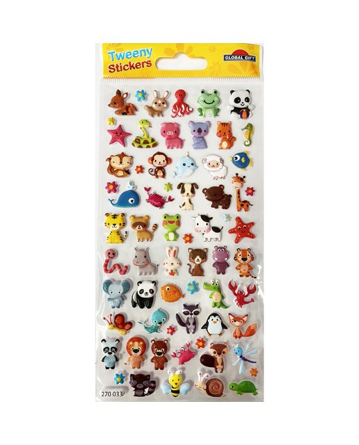 Autocolantes tweeny foamy animais adoráveis glitter Global Gift multicolor Multicolor-1