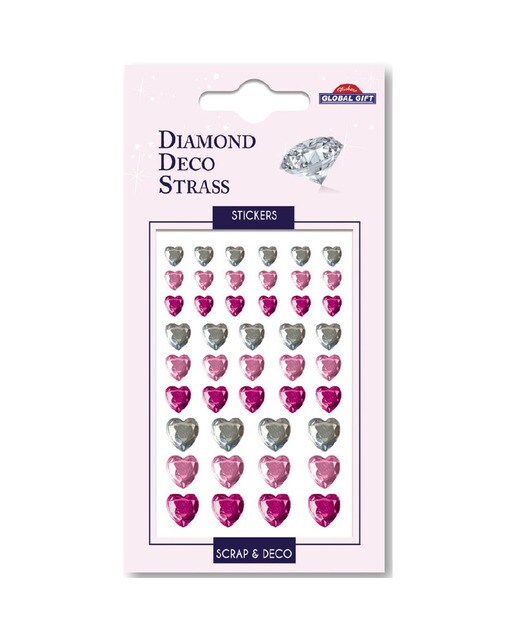 Autocolantes diamond deco strass corações rosa e prateados Global Gift multicolor Multicolor-1