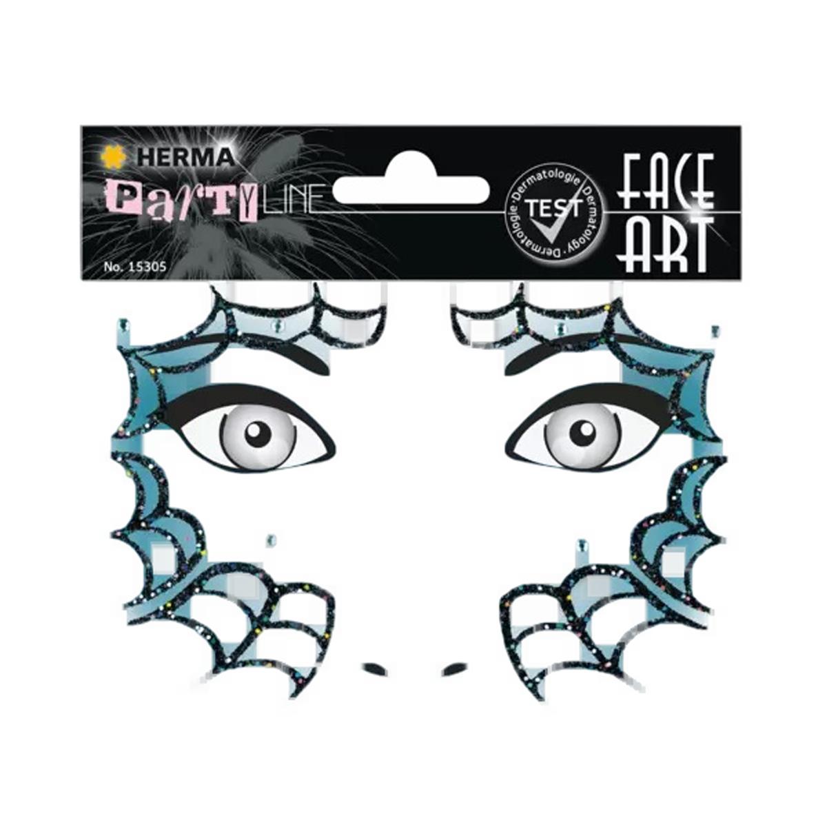 Imagen 0 de Pegatinas face art spider glittery foil Erik azul