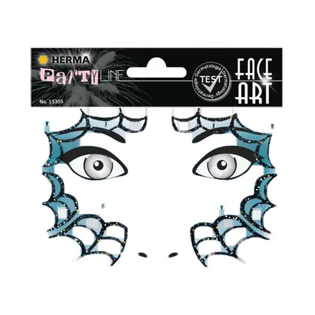 Imagen 0 de Pegatinas face art spider glittery foil Erik azul