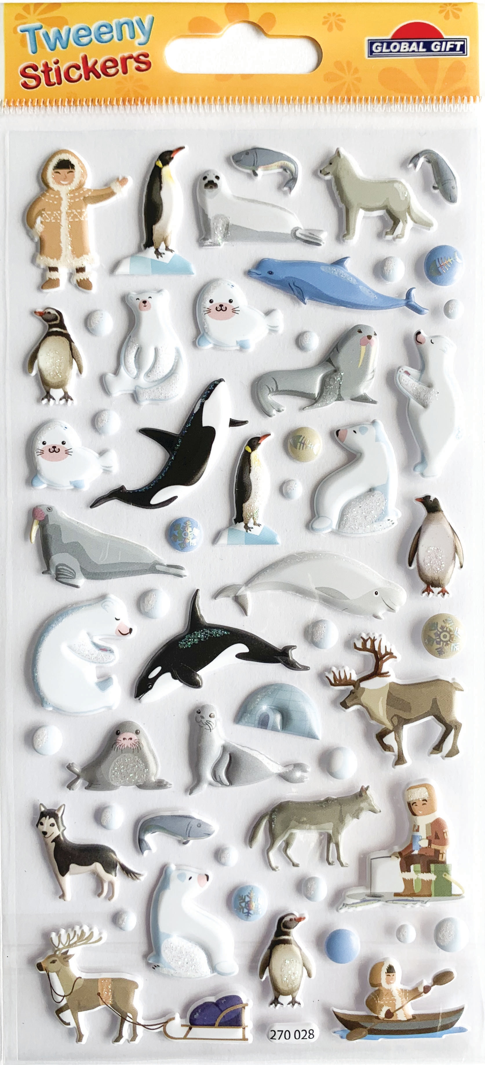 Imagem 0 de Autocolantes Tweeny Foamy esquimós e animais brilhantes Global Gift branco