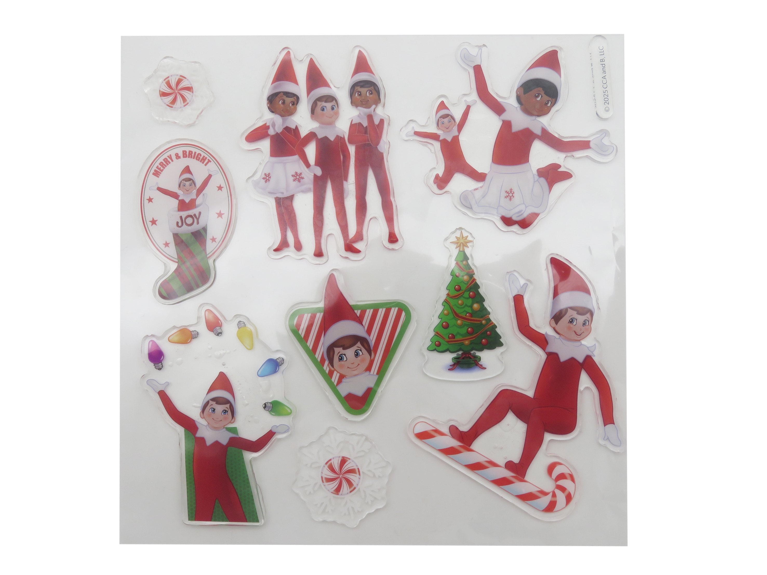 Pegatinas de gel para ventana Elf on the Shelf CyP Brands rojo multicolor castellano 2