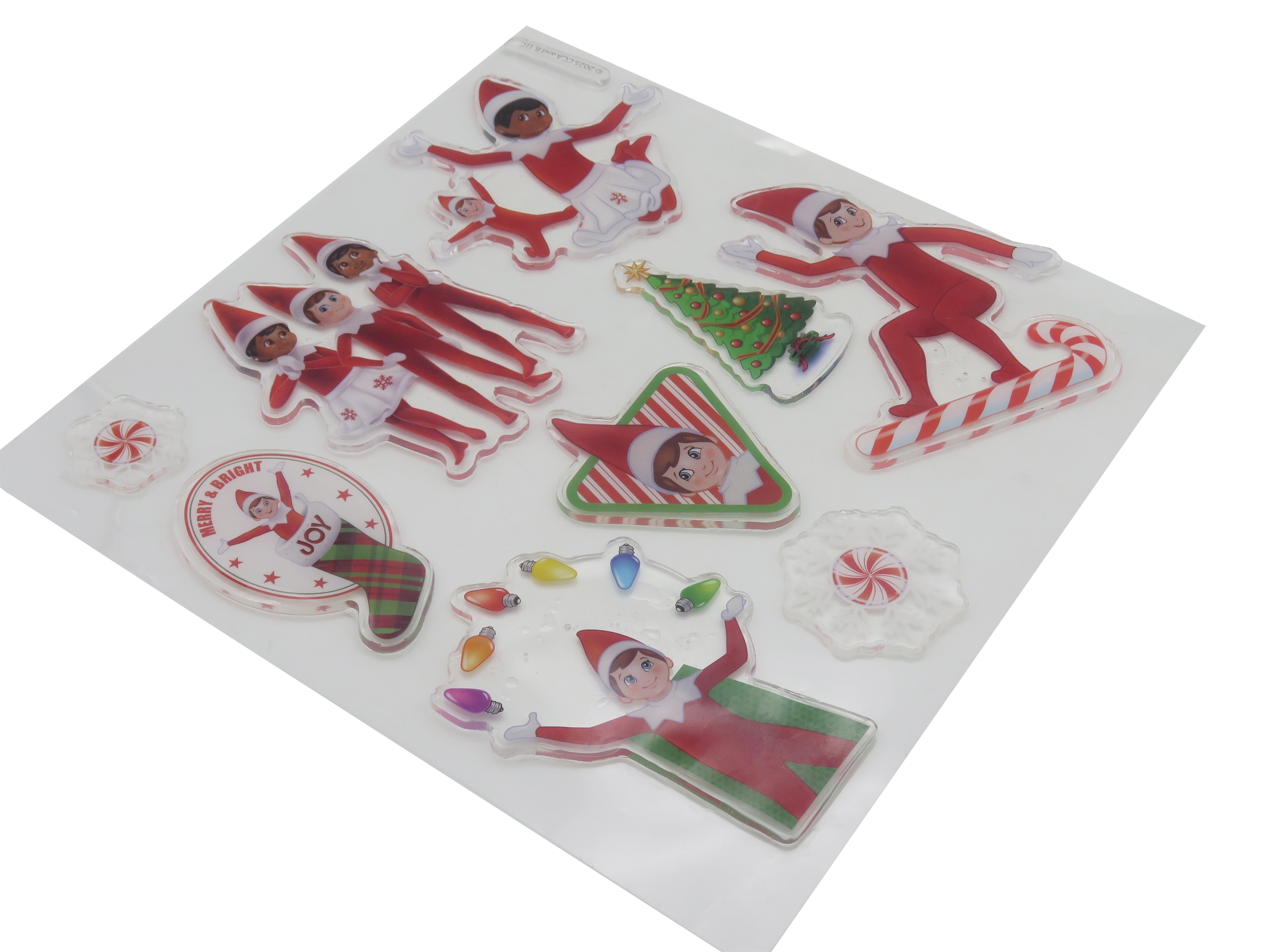 Pegatinas de gel para ventana Elf on the Shelf CyP Brands rojo multicolor castellano 3