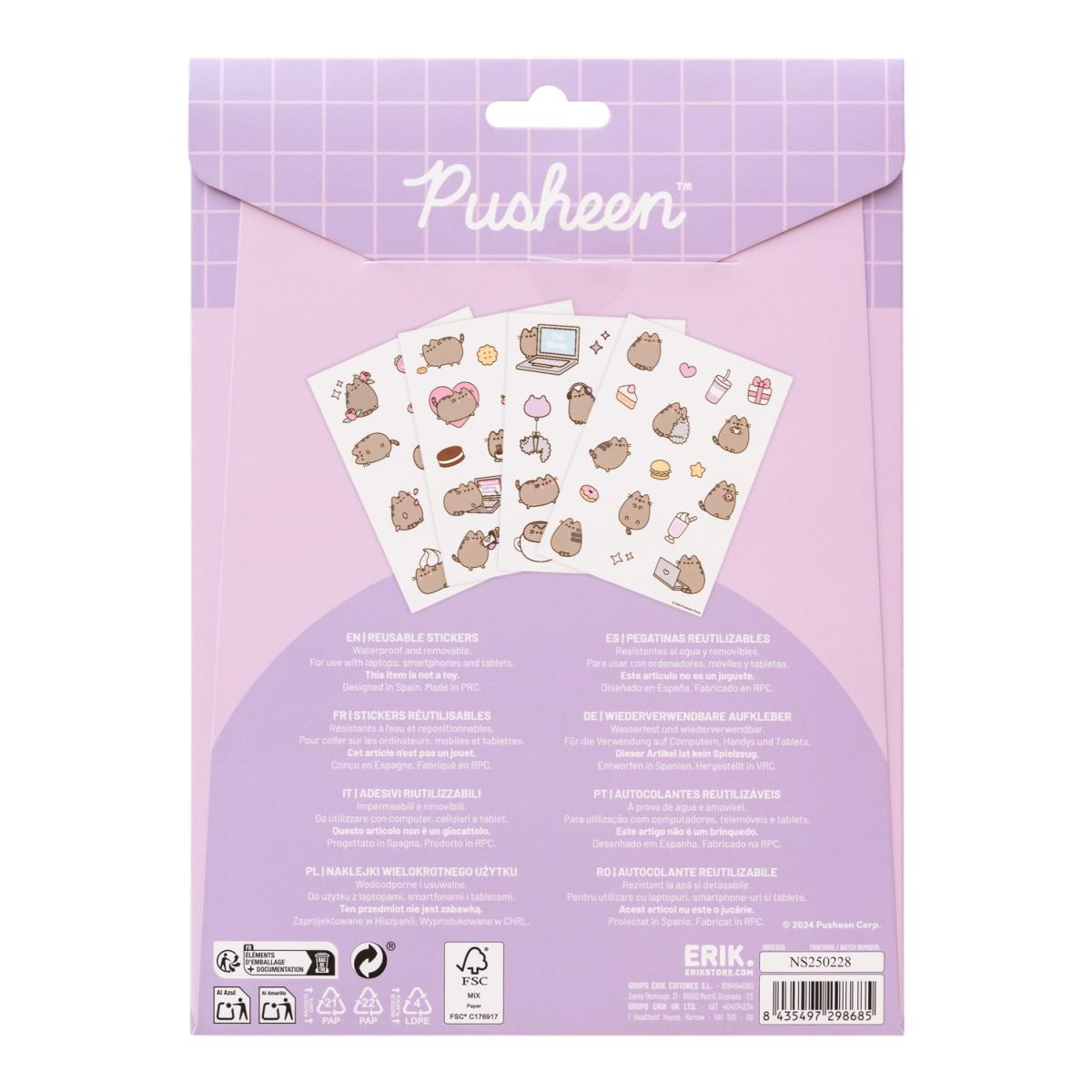 Pegatinas reutilizables Pusheen moments Erik beige Beige / Rosa-2