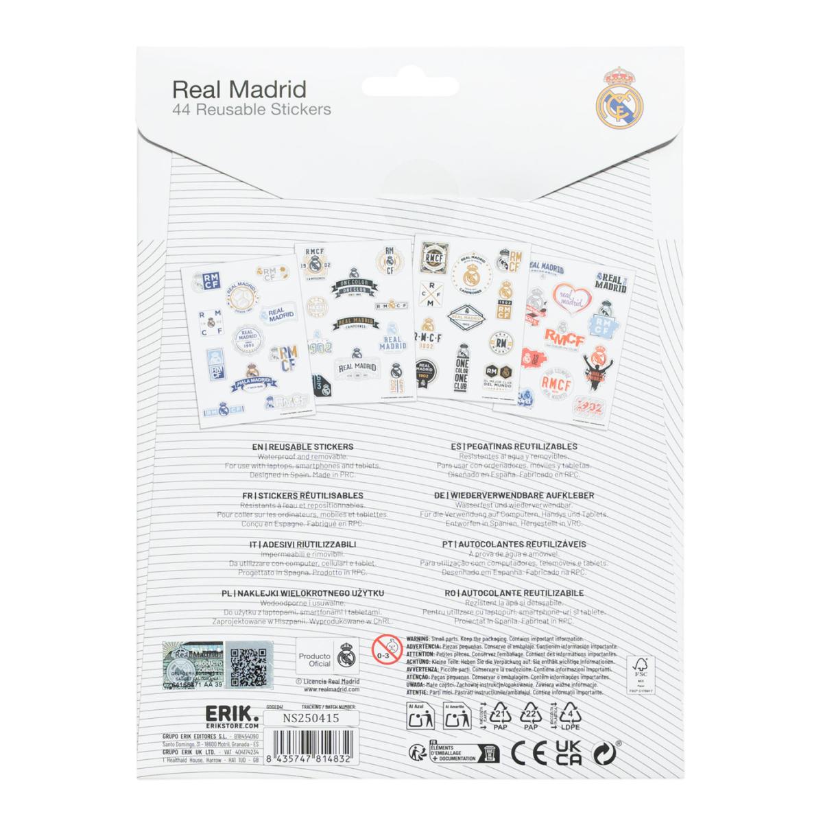 Pegatinas reutilizables Real Madrid Erik blanco Blanco / Amarillo-2
