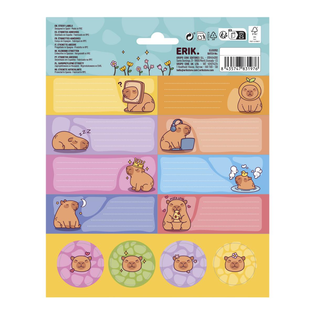 Etiquetas Autocolantes Capybara Erik - Rosa Rosa / Azul-2