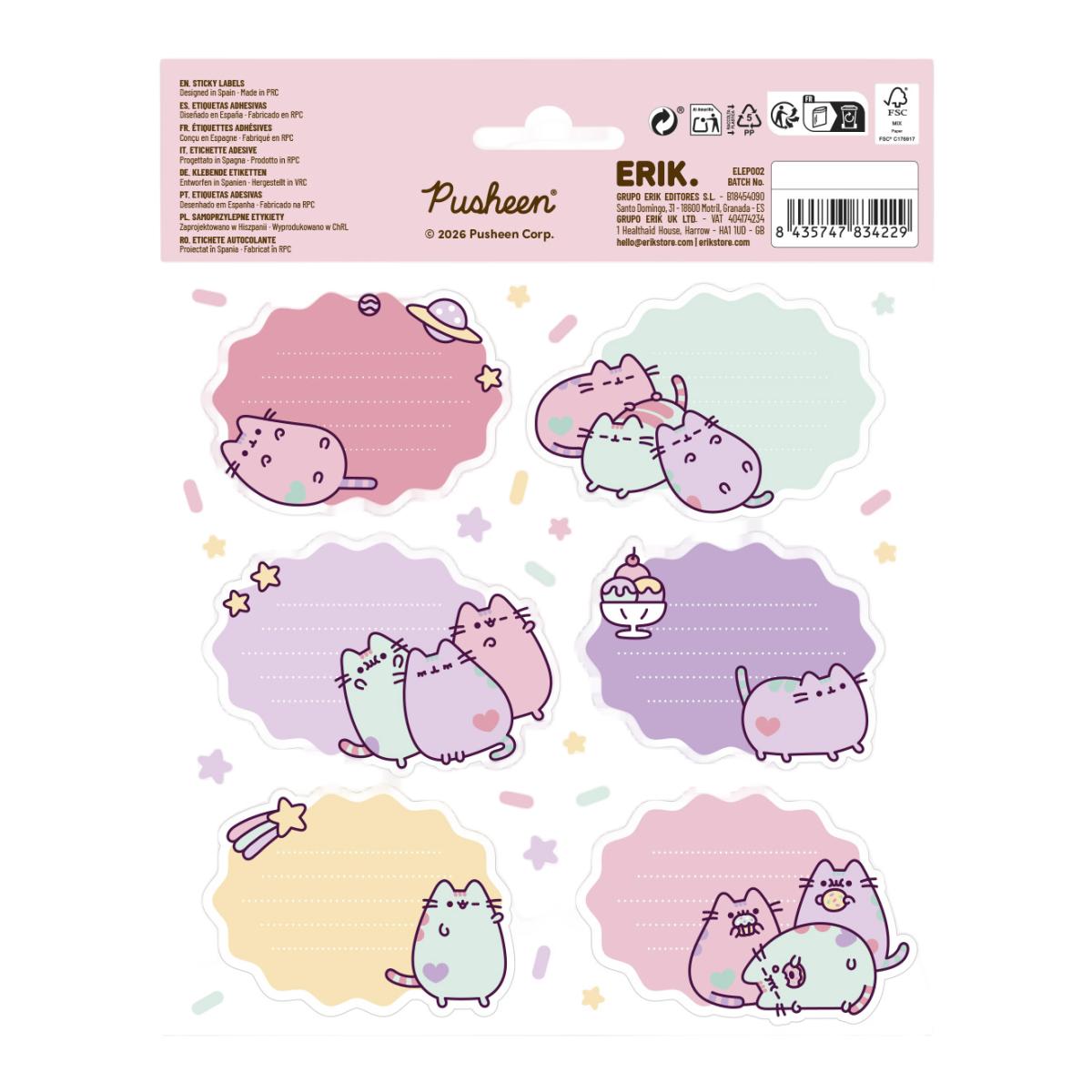 Imagen 2 de Etiquetas adhesivas premium Pusheen Erik rosa Rosa / Lila