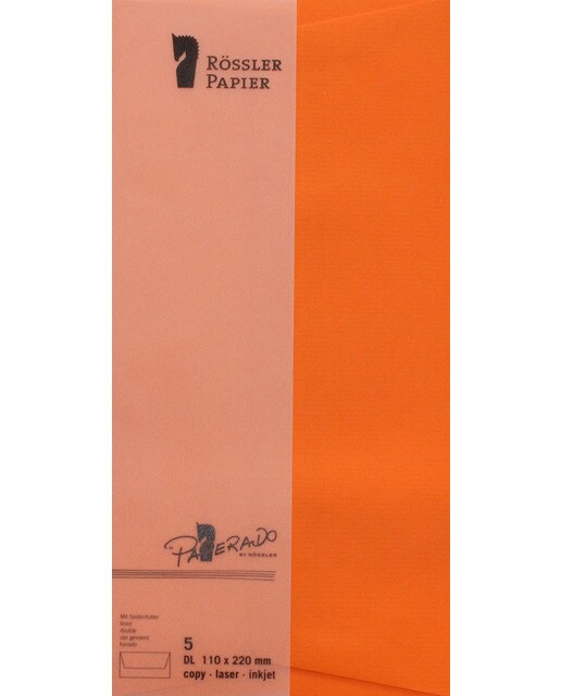 Envelope DL americano com interior forrado Rossler laranja 1