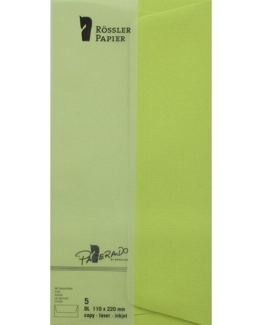 Envelope DL americano com interior forrado Rossler verde lima 1