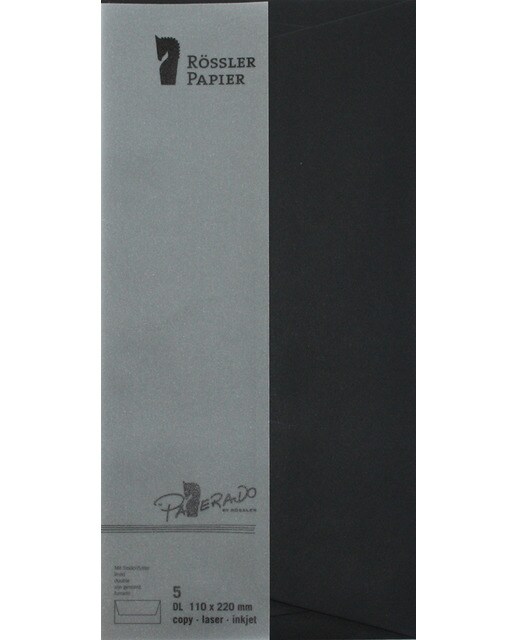 Envelope DL americano com interior forrado Rossler preto 1
