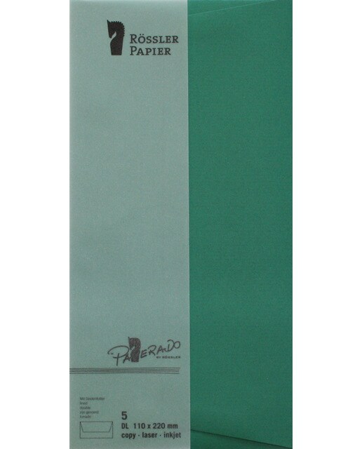 Envelope DL americano com interior forrado Rossler verde azevinho 1