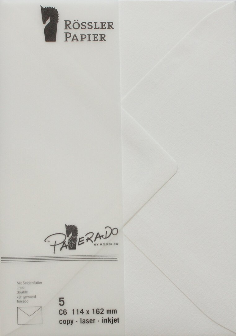 Envelope C6 com interior forrado Rossler branco 1