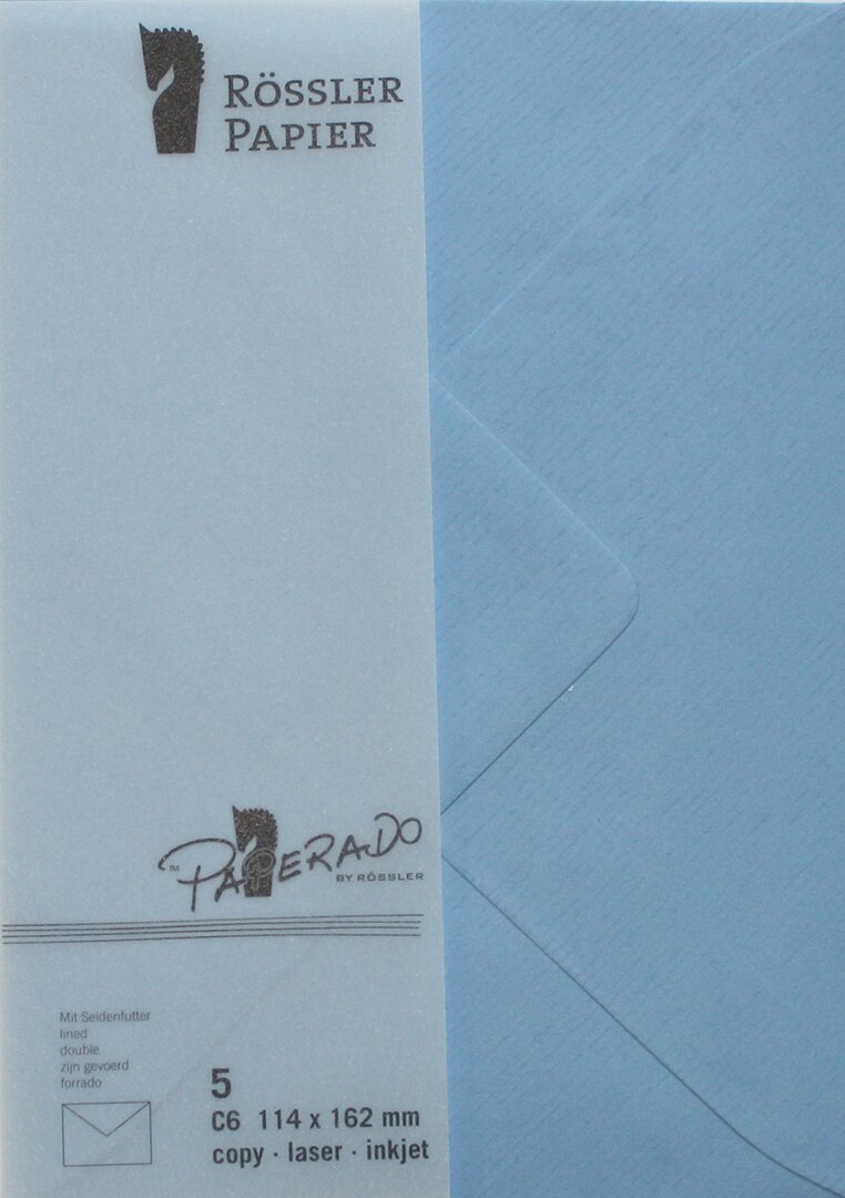 Envelope C6 com interior forrado Rossler azul 1