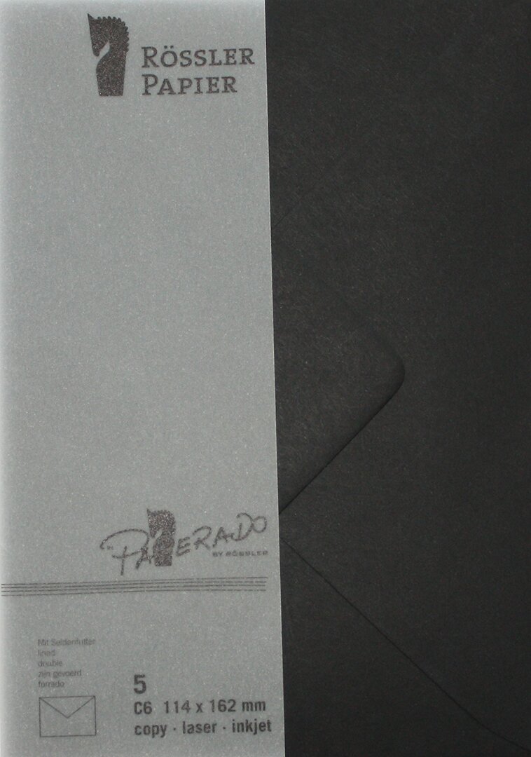 Envelope C6 com interior forrado Rossler preto 1