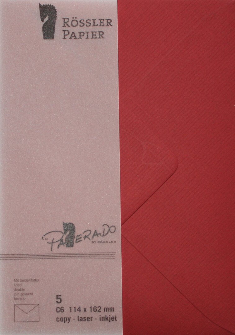 Envelope C6 com interior forrado Rossler grená 1