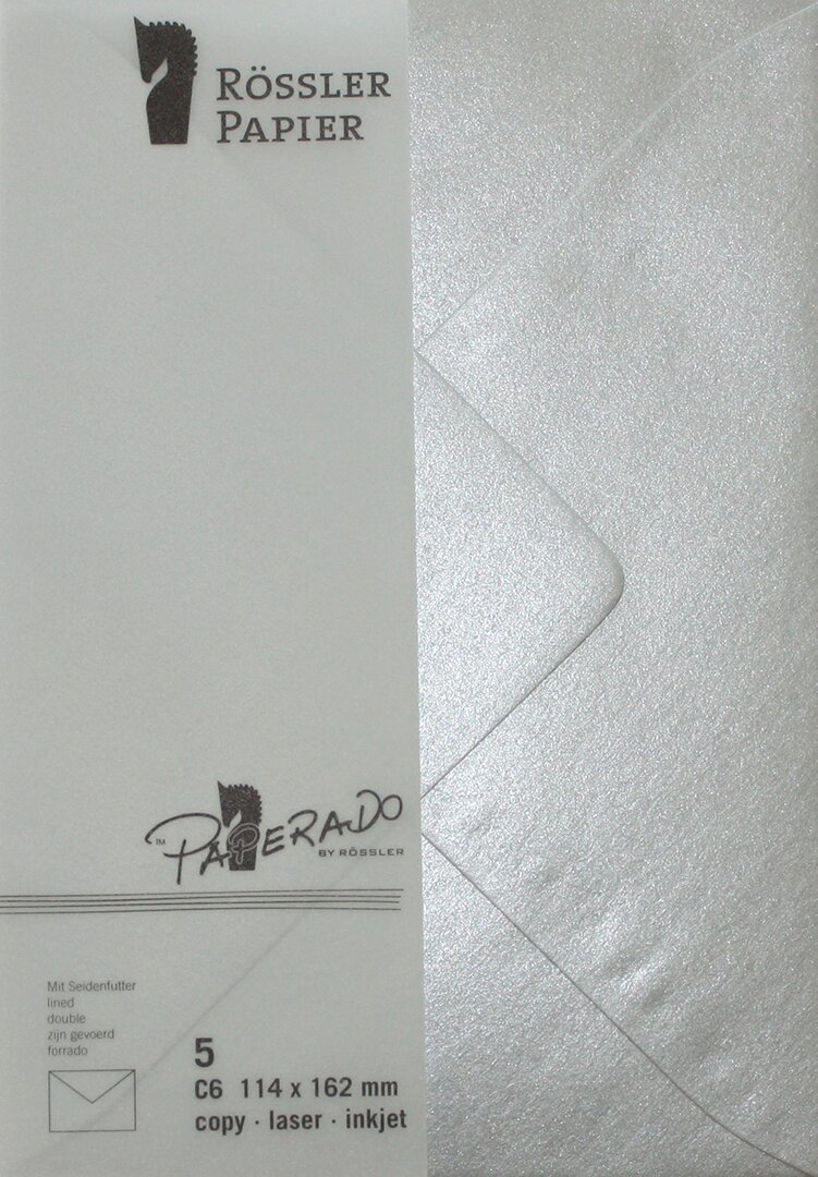 Pack 5 unids. Envelope C6 prateado Rossler 1
