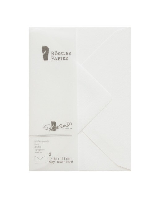 Pack 5 unids. Envelope C7 com interior forrado branco Rossler 1