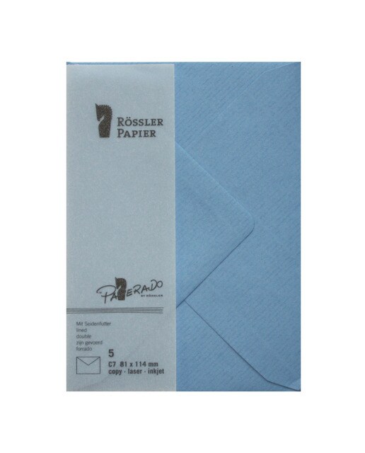 Pack 5 unids. Envelope C7 com interior forrado azul Rossler 1