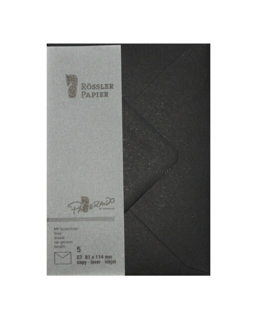 Pack 5 unids. Envelope C7 com interior forrado preto Rossler 1