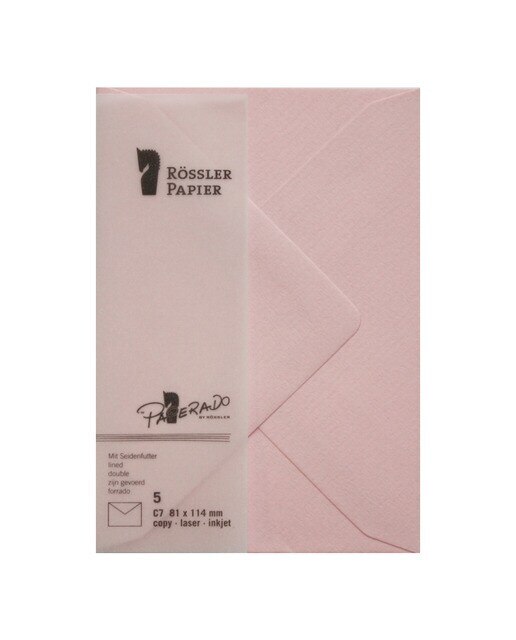 Pack 5 unids. Envelope C7 com interior forrado rosa Rossler 1