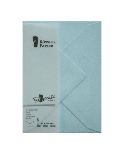 Pack 5 unids. Sobre C7 con interior forrado azul agua Rossler
