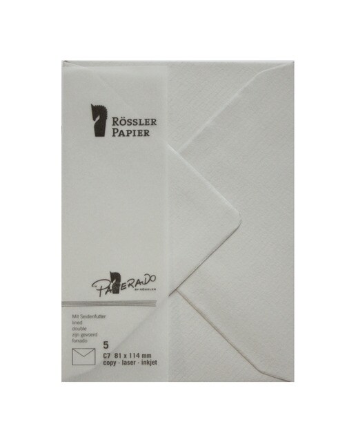 Pack de 5 unid. Envelope C7 com interior forrado cinzento Rossler 1