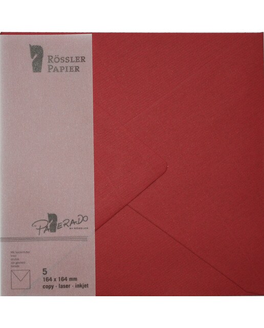 Pack 5 unids. Envelope Quadrado com interior forrado cor grená Rossler 1