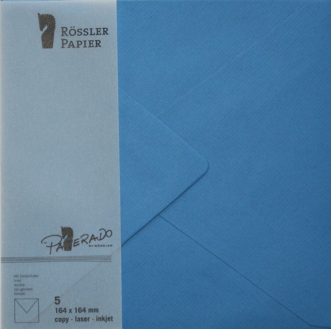 Pack 5 unids. Envelope Quadrado com interior forrado cor azulão Rossler 1