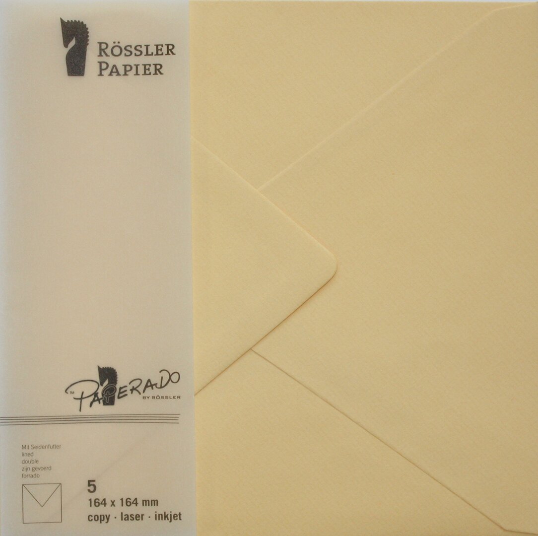 Pack 5 unids. Envelope Quadrado com interior forrado cor melão Rossler 1