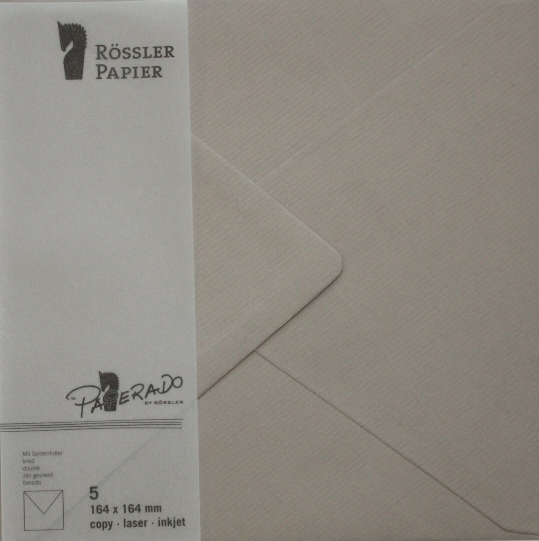 Pack de 5 unid. envelope quadrado com interior forrado cinzento pérola 1
