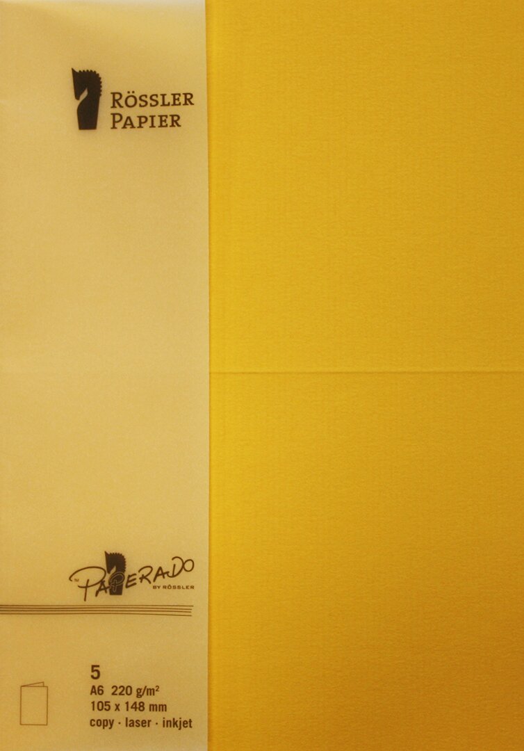 Pack 5 unids. Cartão Duplo A6 cor gema Rossler 1