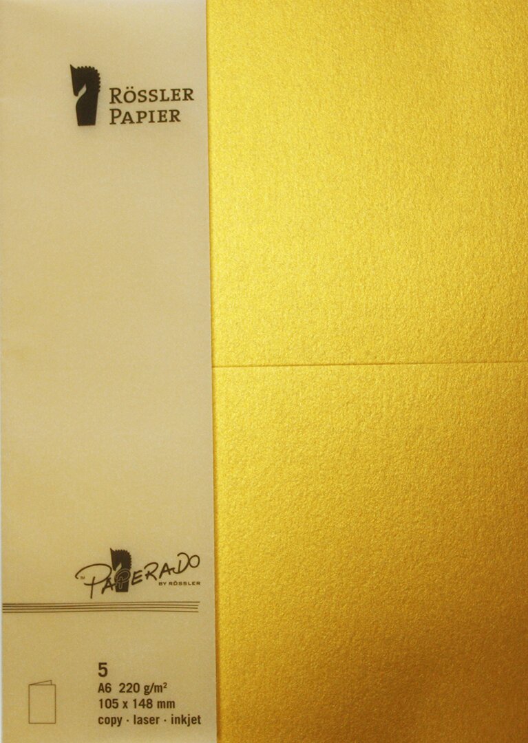 Imagem 0 de Pack 5 unids. Cartão Duplo A6 cor dourado Rossler