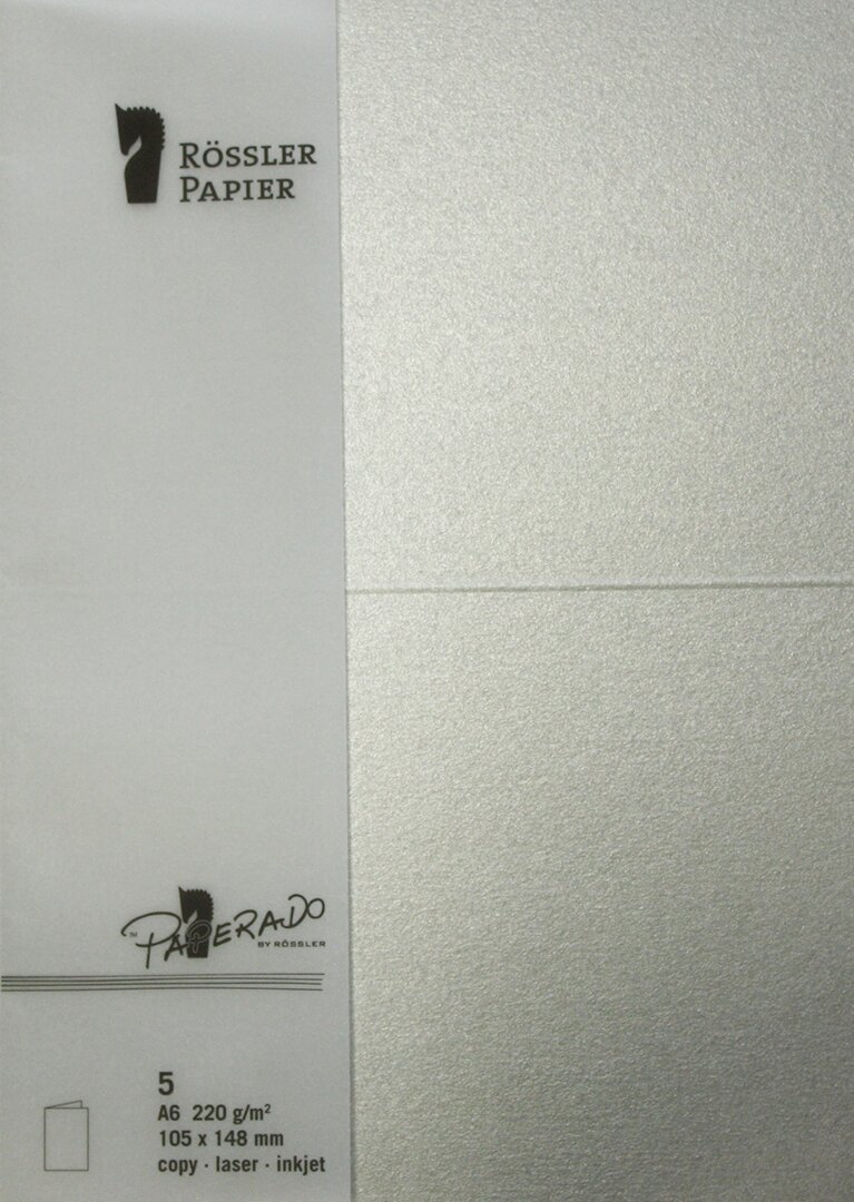 Imagem 0 de Pack 5 unids. Cartão Duplo A6 cor prateado Rossler