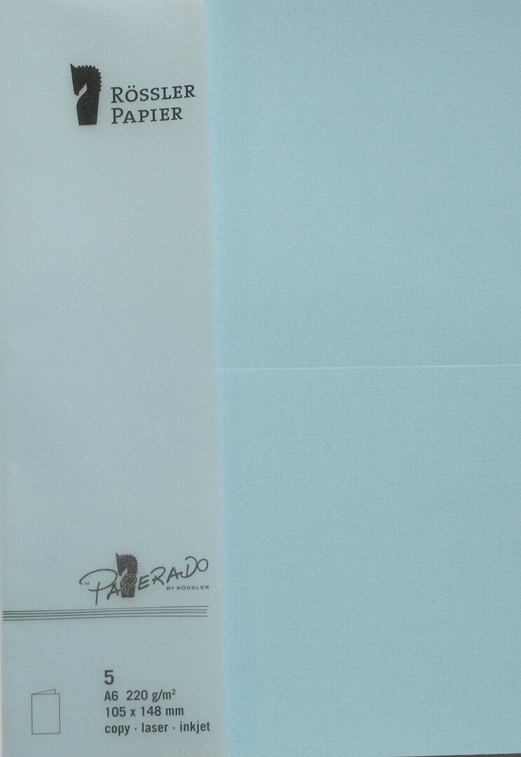 Imagem 0 de Pack 5 unids. Cartão Duplo A6 cor azul-água Rossler