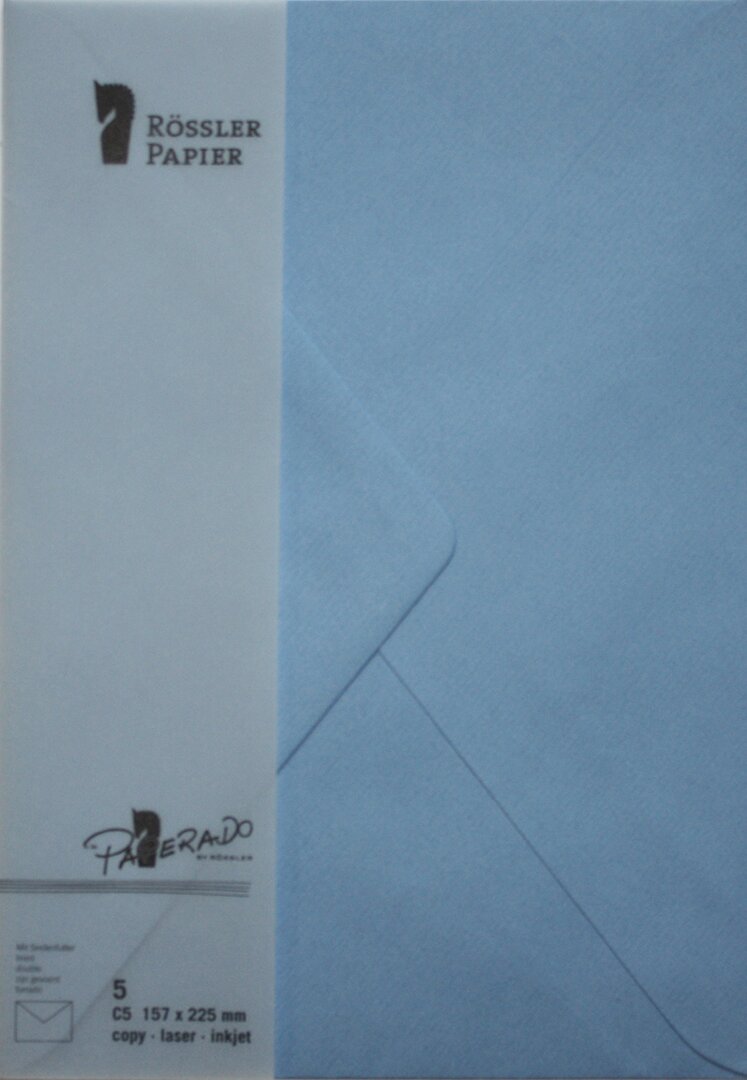 Pack 5 unids. Envelope C5 com interior forrado azul Rossler 1